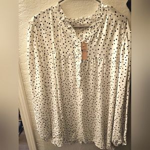 LOFT plus size long sleeve, dalmatian print blouse